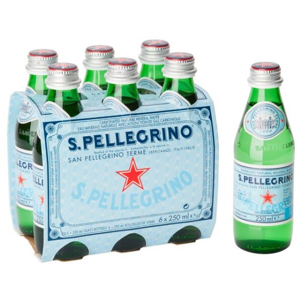 Νερό Ανθρακούχο S. Pellegrino σε Γυάλινη Φιάλη Cluster 250ml x 6
