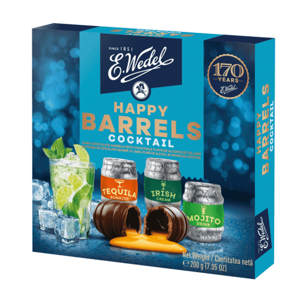 Σοκολατάκια Υγείας Happy Barrels με Αλκοόλ Γεύση Cocktail 200g