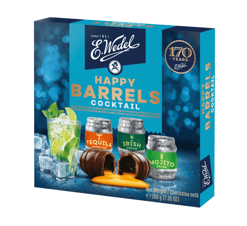 Dark Chocolate Barrels with Cocktails Flavor Alcohol Filling 200g
