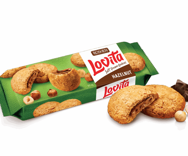 Μπισκότα Lovita Μαλακής Ζύμης με Κρέμα Φουντουκιού 127g
