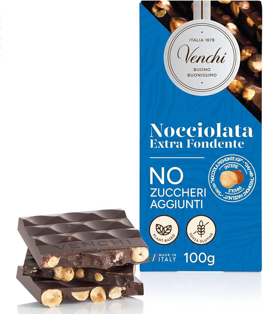 Μαύρη σοκολάτα με ολόκληρα φουντούκια Piemonte IGP 100g